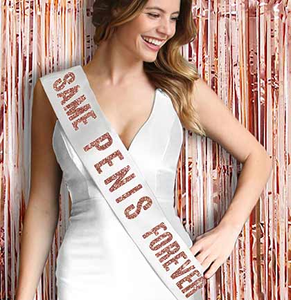 Rose Gold Same Pen*s Forever White Satin Sash