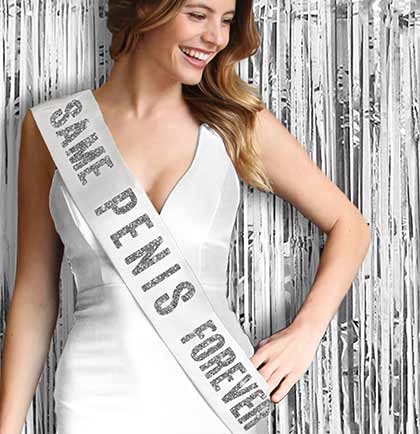 Same Pen*s Forever White Sash & Pecker Bopper with Veil Set