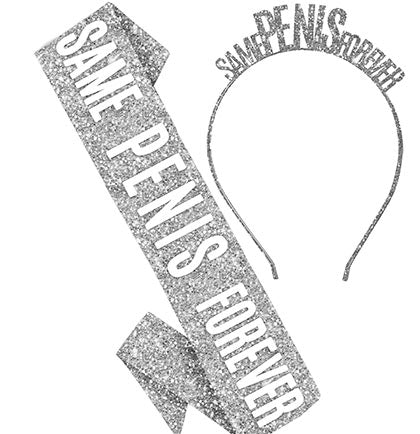 Silver Same Pen*s Forever Headband & Sparkle Sash Set