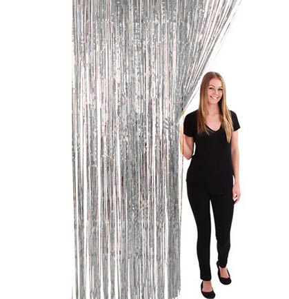 silver fringe door curtain