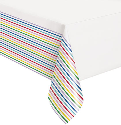 Colorful Stripped & White Table Cover
