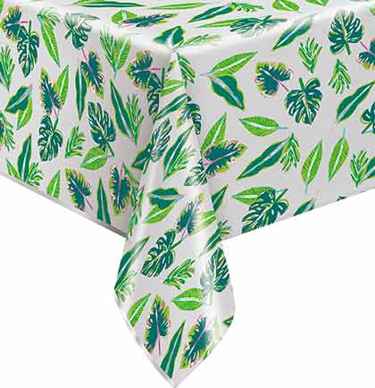 Tropical Leaves Metallic Table Cover