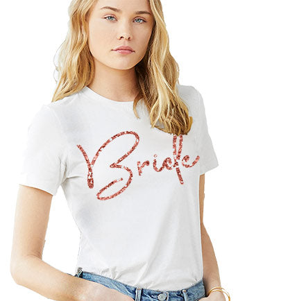 Rose Gold Bride Script White Tshirt