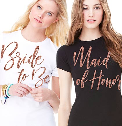Rose Gold Maid of Honor Glam Black Tshirt