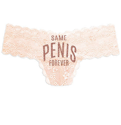 Rose Gold Same Pen*s Forever Lace Stretch Thong •