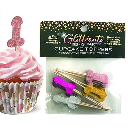 Glitterati Pecker Party Picks - Set of 24