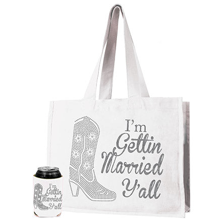 I'm Gettin Married Y'all Rhinestone Can Cover & Tote Set