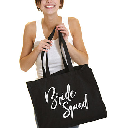 Bride Squad White Glam Large Canvas Tote