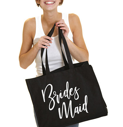 Bridesmaid White Glam Large Canvas Tote