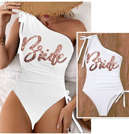 Bride One Shoulder White Swimsuit