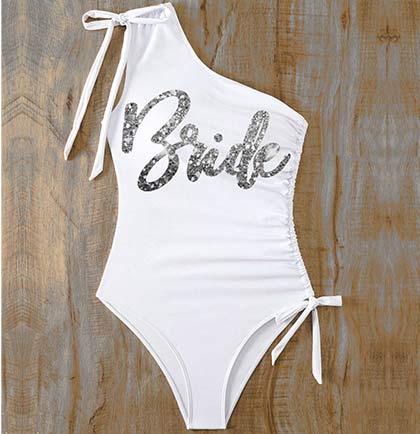 Bride One Shoulder White Swimsuit