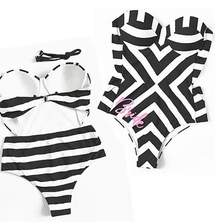 Glam Bride Strapless Striped Swimsuit