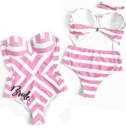 Glam Bride Strapless Striped Swimsuit