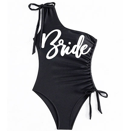 Bride White Glam One Shoulder Swimsuit