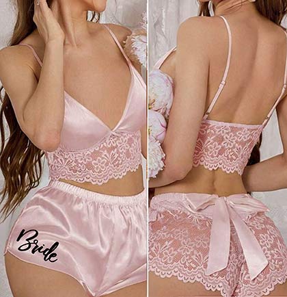 Glam Blush Bow Back Lingerie Set