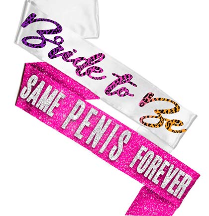 Bride to Be Ombre Animal Print &amp; Sam Pen*s Hot Pink Sparkle Sash - Set of 2