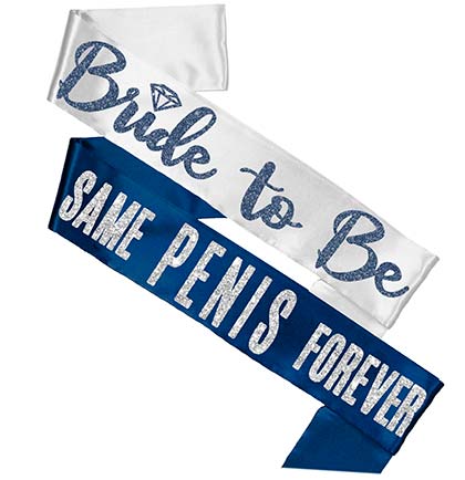 Bride Diamond &amp; Sam Pen*s Sash - Set of 2