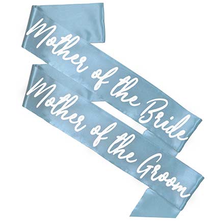 Coastal Blue Mother of the Bride and Mother of the Groom Satin Sash Set