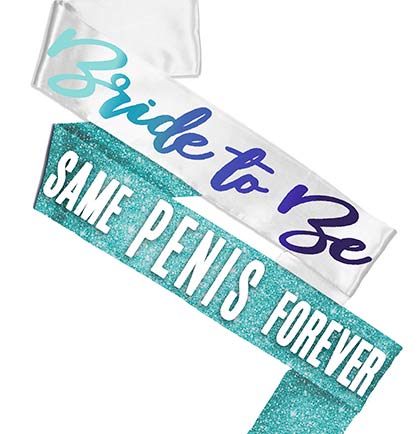 Bride to Be Ombre &amp; Sam Pen*s Light Aqua Blue Sparkle Sash - Set of 2