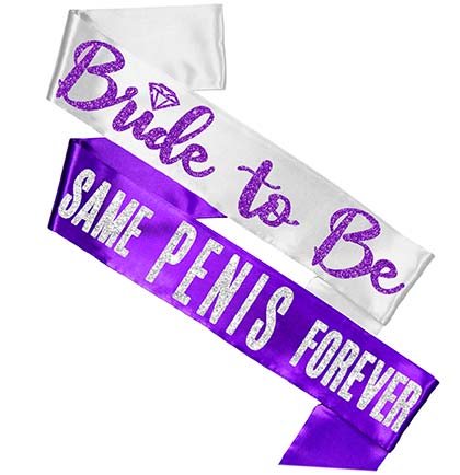 Bride Diamond &amp; Sam Pen*s Sash - Set of 2