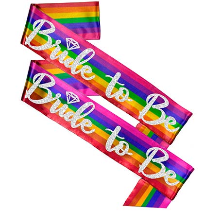 Rainbow Bride to Be Diamond Silver Glitter Sash