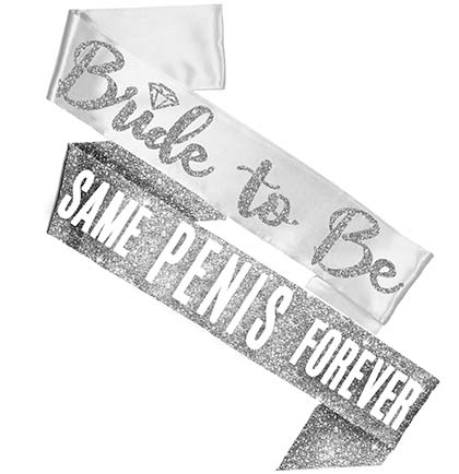 Bride Diamond &amp; Sam Pen*s Sash - Set of 2