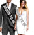 Bride & Groom Sporty White & Black Sash Set