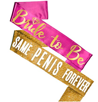 Bride Diamond &amp; Sam Pen*s Gold Sash - Set of 2