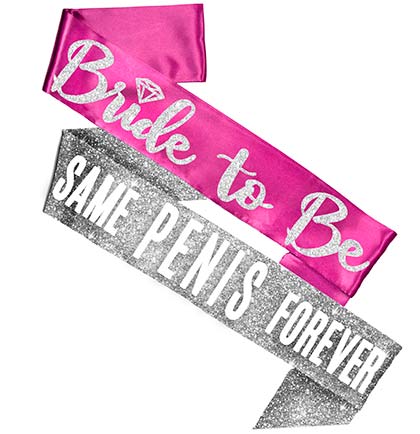 Bride Diamond &amp; Sam Pen*s Sash - Set of 2