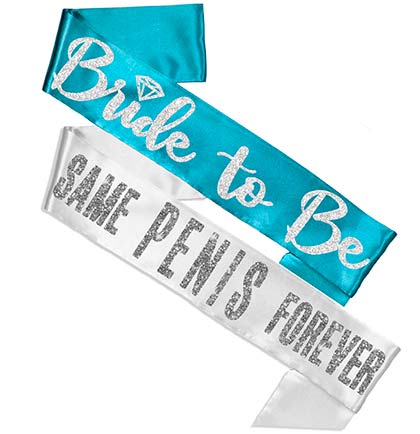 Bride Diamond &amp; Sam Pen*s Sash - Set of 2