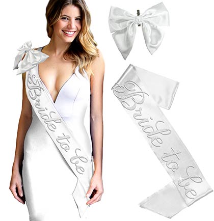 Flirty Bride to Be Sash &amp; Bow Set