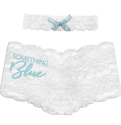Something Blue Lace Boyshort &amp; Garter - Set of 2