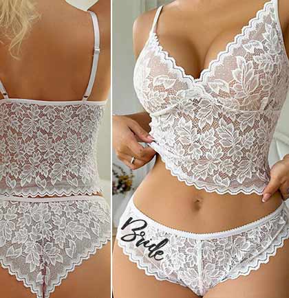 White Lace Scalloped Lingerie Set