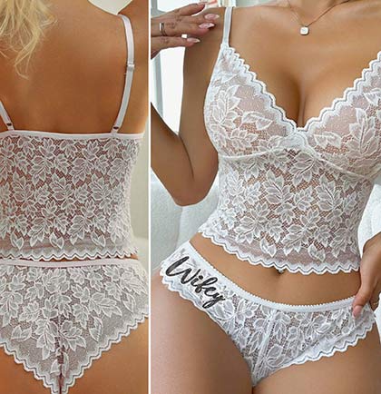 White Lace Scalloped Lingerie Set