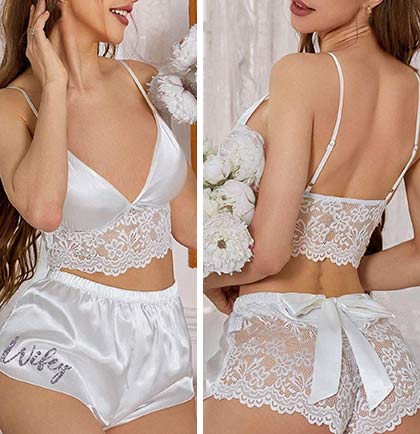 Silver Wifey White Lingerie Set