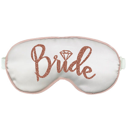 Rose Gold Bride with Diamond White Rose Piping Mask, Scrunchie &amp; Nail File Set