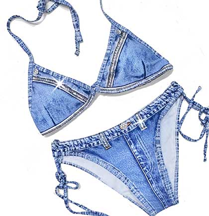 Denim Effect Blue Bikini 