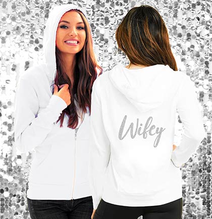 Wifey Rhinestone Hoodie | Bridal Sweatshirt | The House of