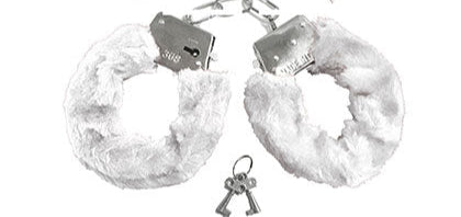 White Glam Bride Lace Scalloped Aqua Blue Lingerie, Mask &amp; Handcuff - Set of 3