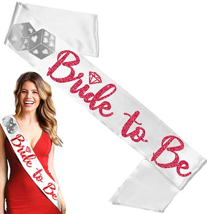 Silver Dice Red Bride to Be White Sash