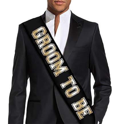 Gold Groom to Be Black Sash