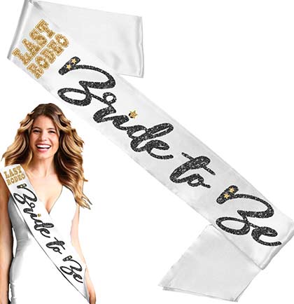 Gold Last Rodeo Bride to Be Black Glam White Sash