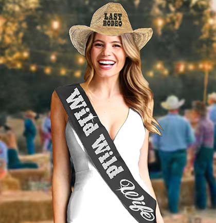 Wild Wild Wife Rhinestone Black Satin Sash