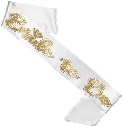 Gold and Silver Bride to Be Satin White Sash