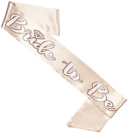 White & Blush Bride to Be Champagne Satin Sash