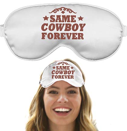 Brown Same Cowboy Forever white satin eye mask