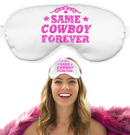 Hot Pink Sam Cowboy Forever White Satin Sleep Mask