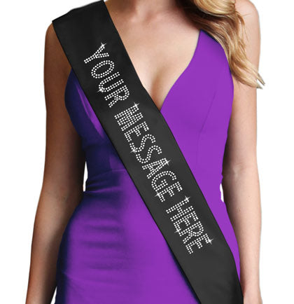 Custom Rhinestone Sash - Small Caps