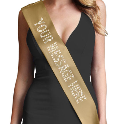 Custom Rhinestone Sash - Small Caps