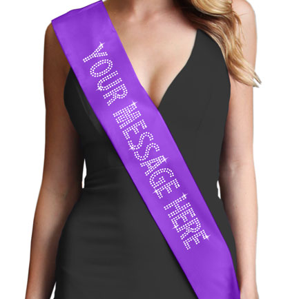 Custom Rhinestone Sash - Small Caps